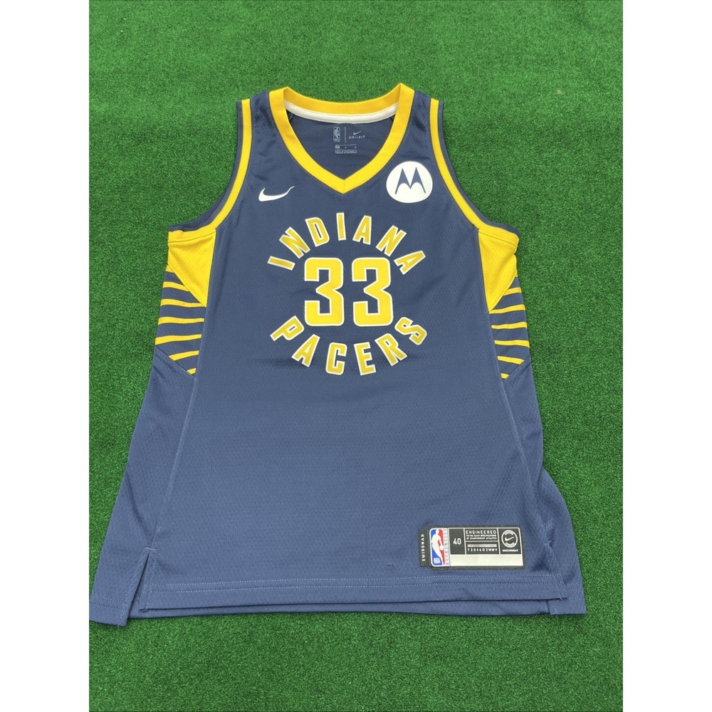Indiana Pacers Basketball Jersey  # 33 Myles Turner Blue‎ Yellow Mens Medium